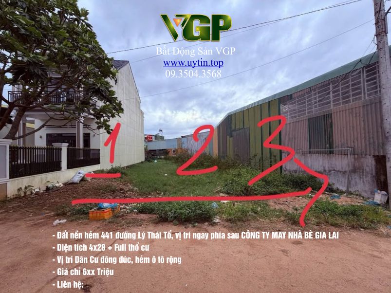 Bán đất hẻm 441 đường Lý Thái Tổ phường Thống Nhất Gia Lai